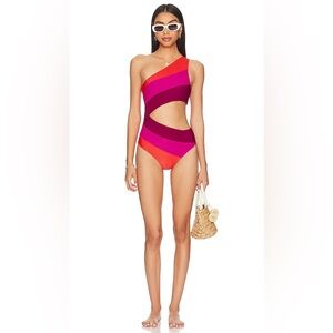 Beach Riot Joyce One Piece in Pink & Red
